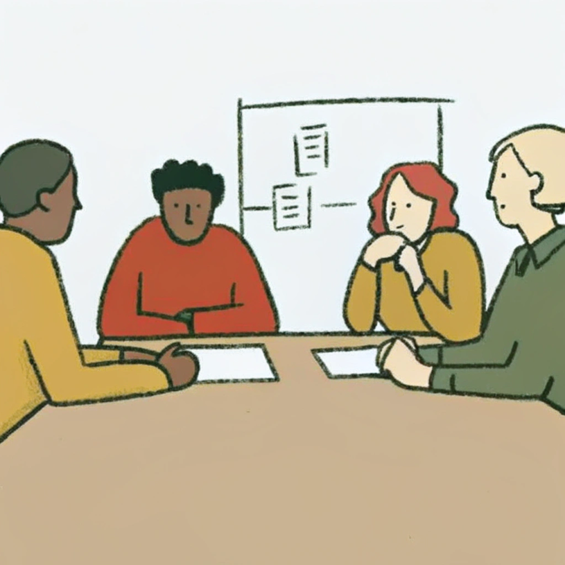Illustration of a discussion on workplace bias