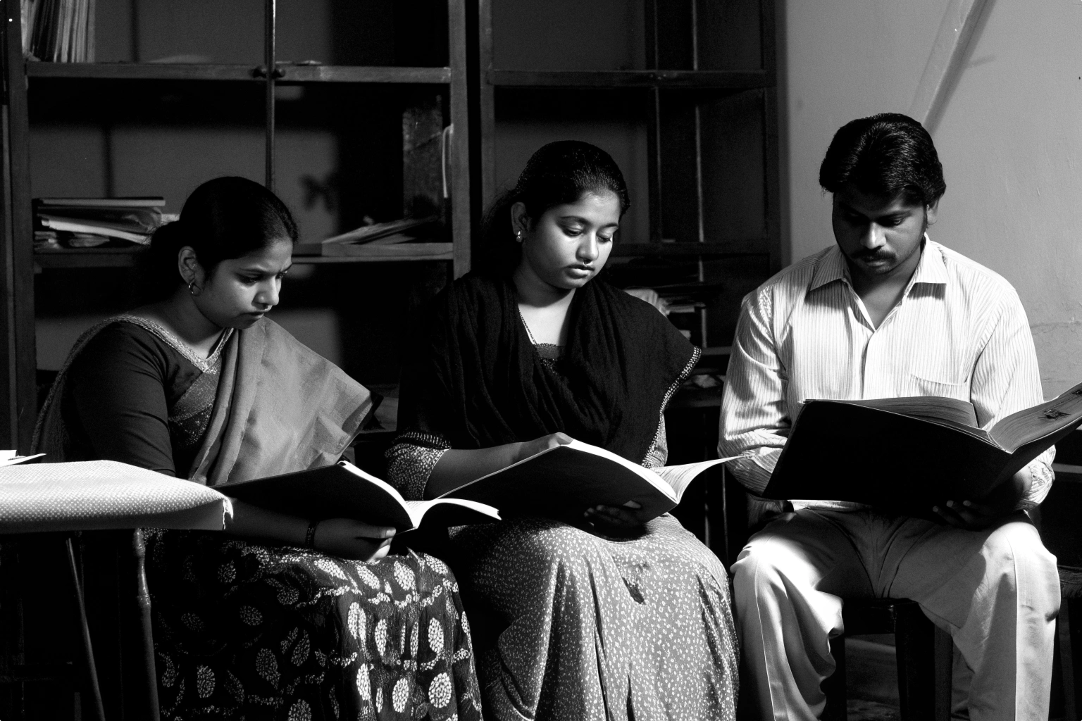 Professionals studying POSH materials